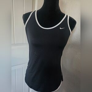 Nike Dri-Fit Sports Tank Top Women's Large Black White Racerback Athletic